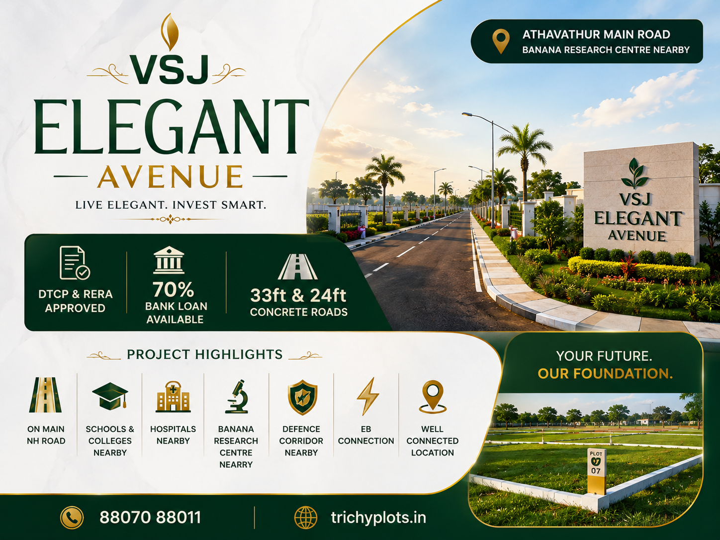 VSJ Elegant Avenue DTCP & RERA Approved Residential Plots in Adavathur Trichy